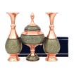 ست گلدان و شکلات خوری مسی خاتم کاری