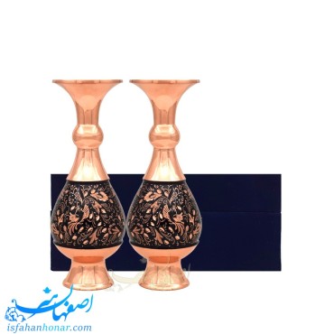 ست دوتایی گلدان کوچک مسی الماس تراش