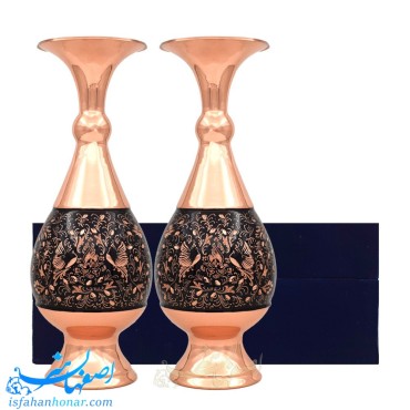 ست دوتایی گلدان مسی الماس تراش