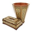 ست سطل و جعبه دستمال کاغذی خاتم کاری